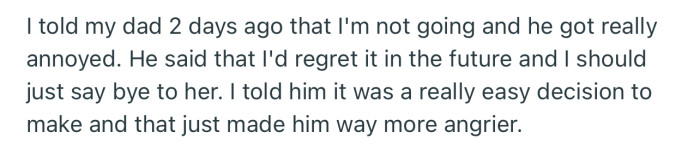 OP informed his dad that he isn’t attending the funeral
