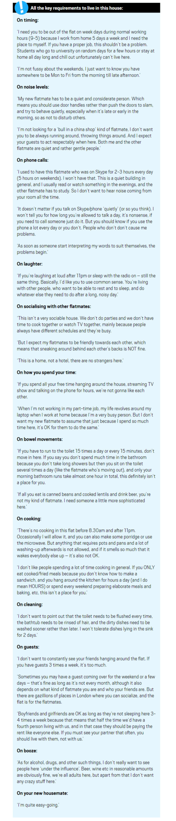 The Extra Long List of Requirements