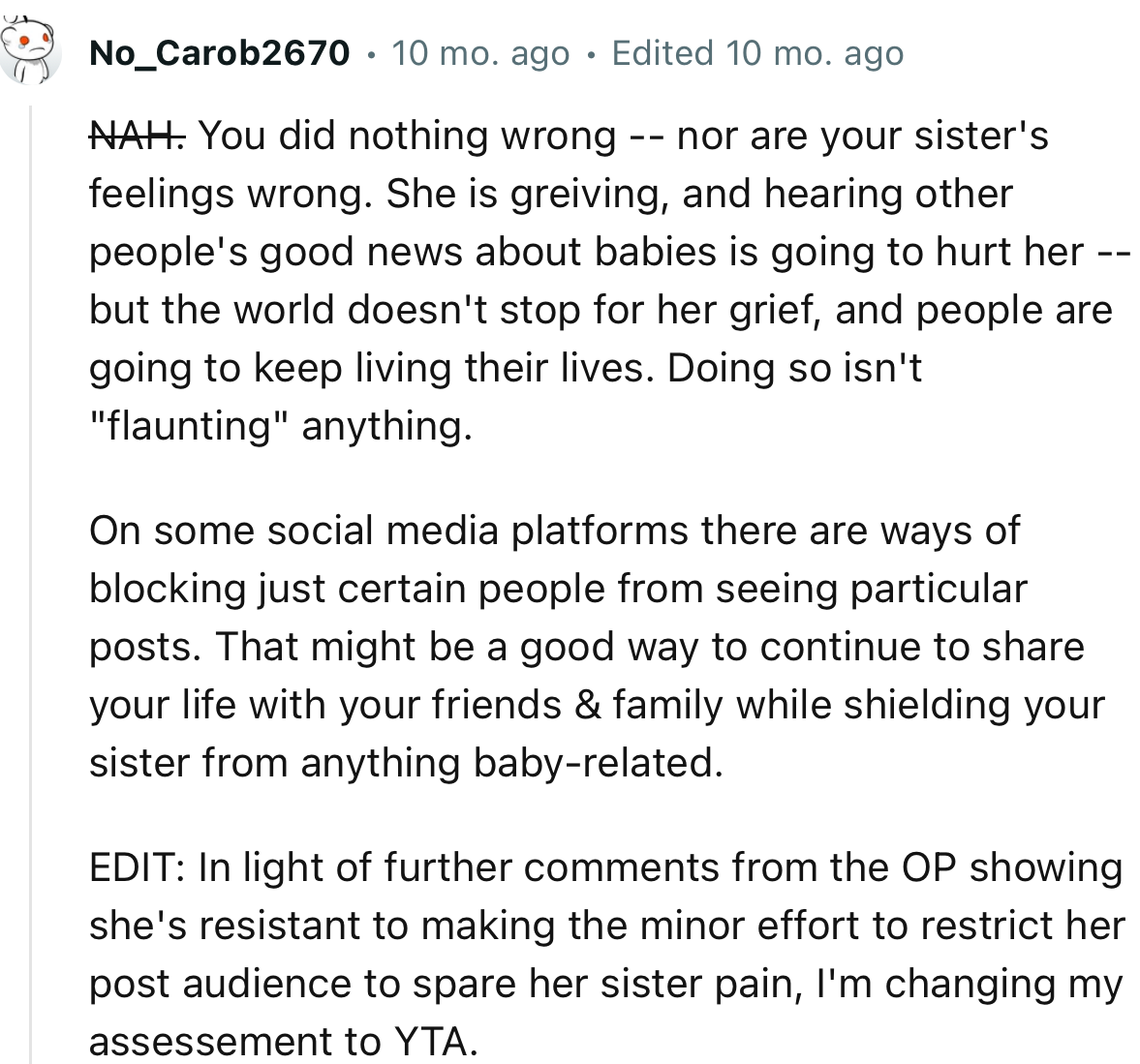 A lot of Redditors changed their minds after finding out some new information about the story