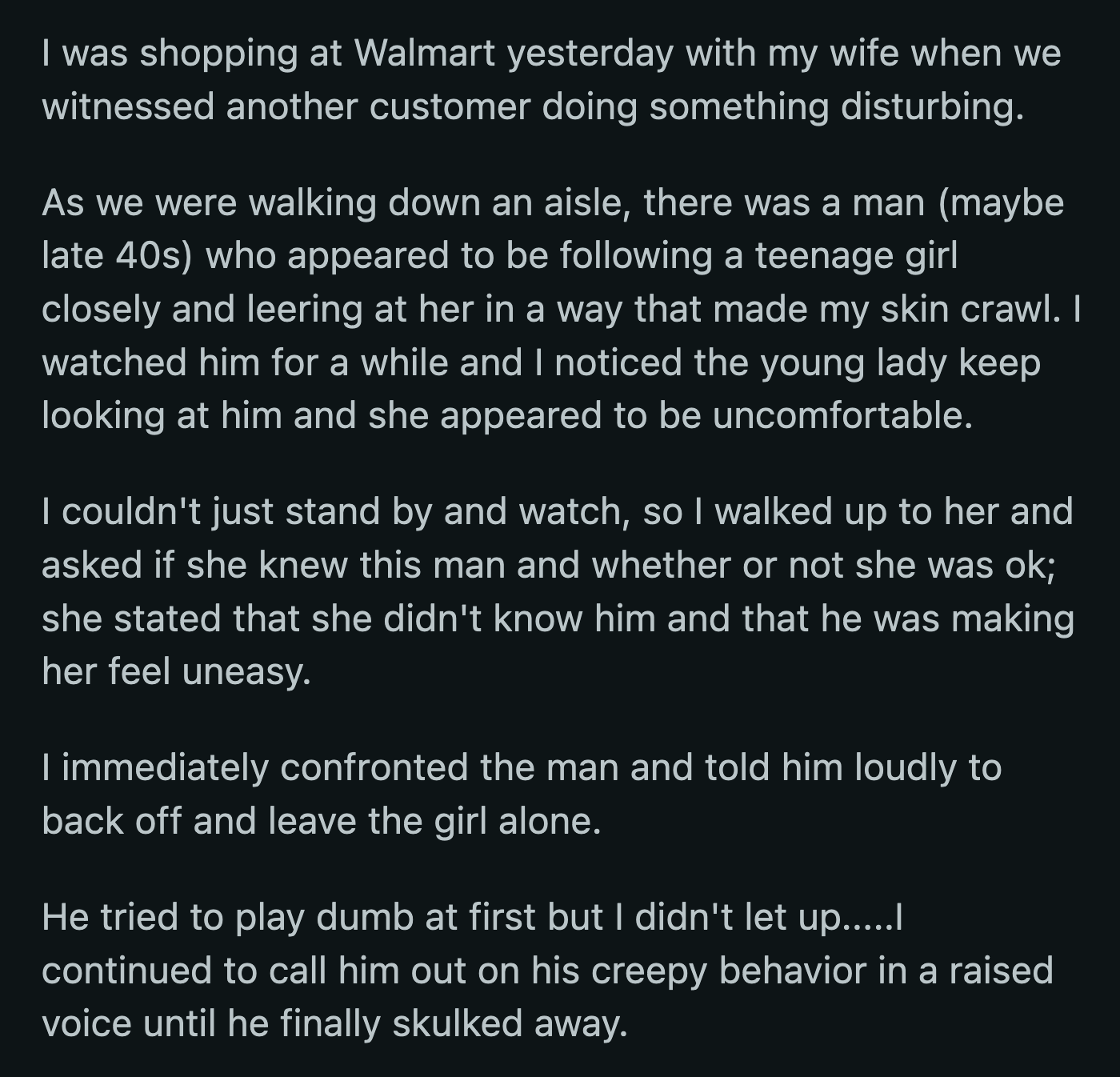 Was it so wrong for OP to make a scene to protect a girl from potential harm?