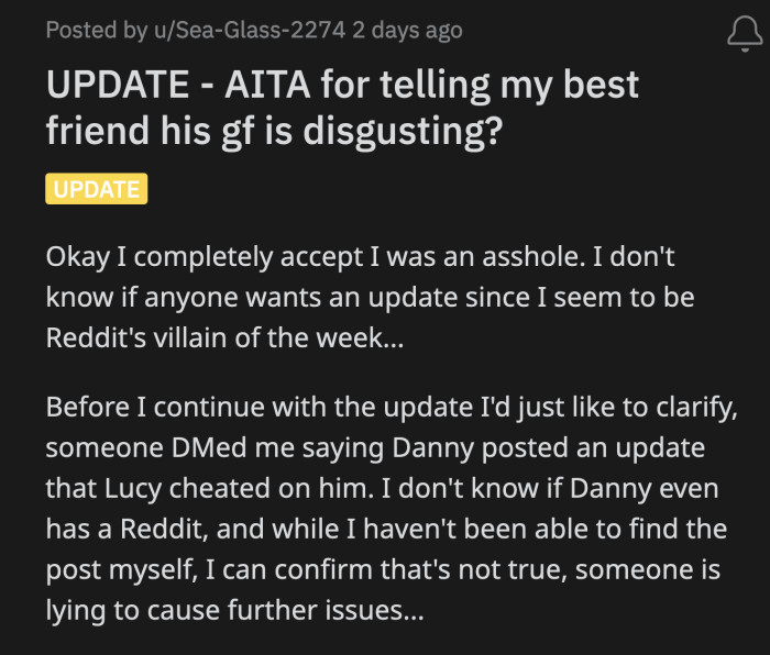 OP posted an update a few days later