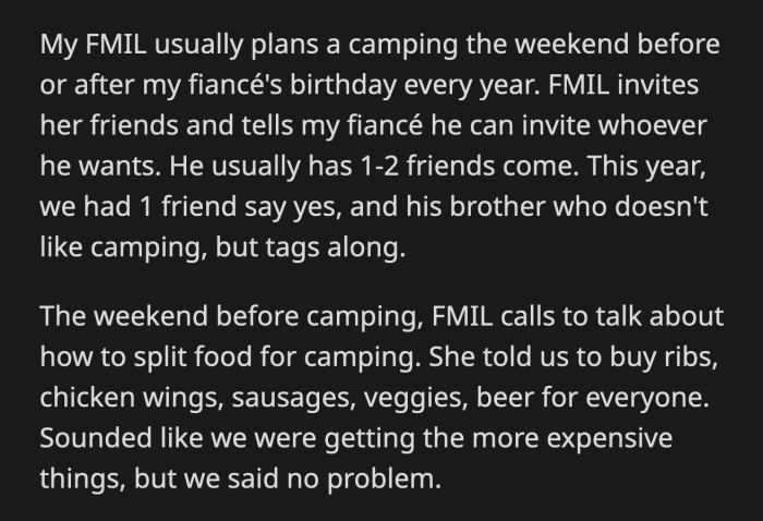 OP's FMIL is already at the secluded site where there is barely any reception, but she didn't give them any directions.