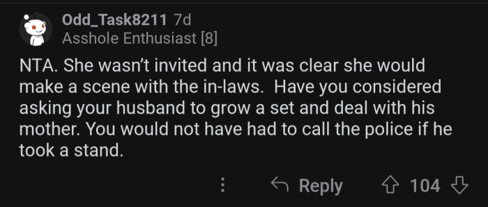 The husband could have helped prevent the cops part.