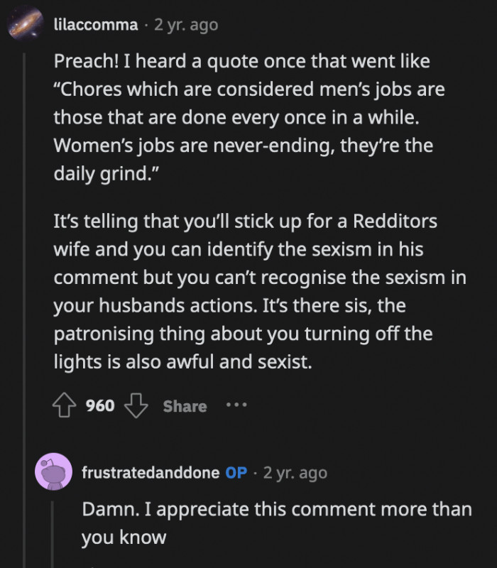 OP is slowly waking up to her reality thanks to these Reddit comments