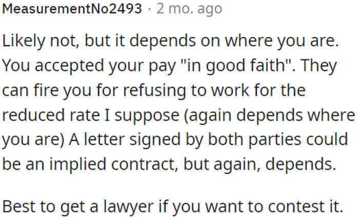 It's advisable for OP to consult with a lawyer if he wishes to challenge this situation.