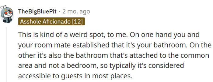 Their bathroom's location blurs the line between private and communal.