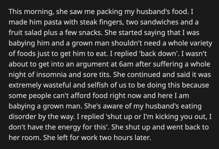 OP said that her cousin overstepped and should have minded her own business