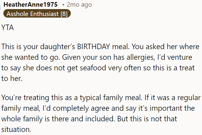 This isn’t a regular family meal where everyone needs to be included.