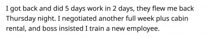 He crammed work into two days so he could head back to his family soon