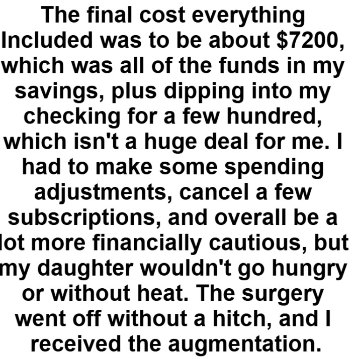 OP dipped her hands into her checking for a few hundred, which isn't a huge deal for her