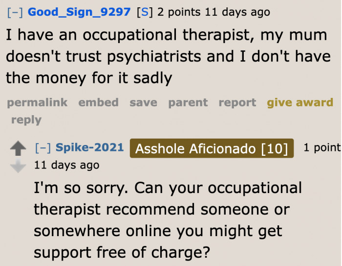 This mother isn't providing what his son needs.