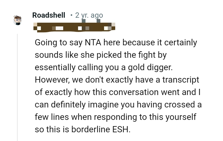 She Essentially Picked a Fight by Calling the OP a Gold Digger