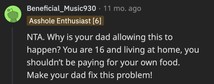 Did OP’s dad agree to the arrangement in the first place?