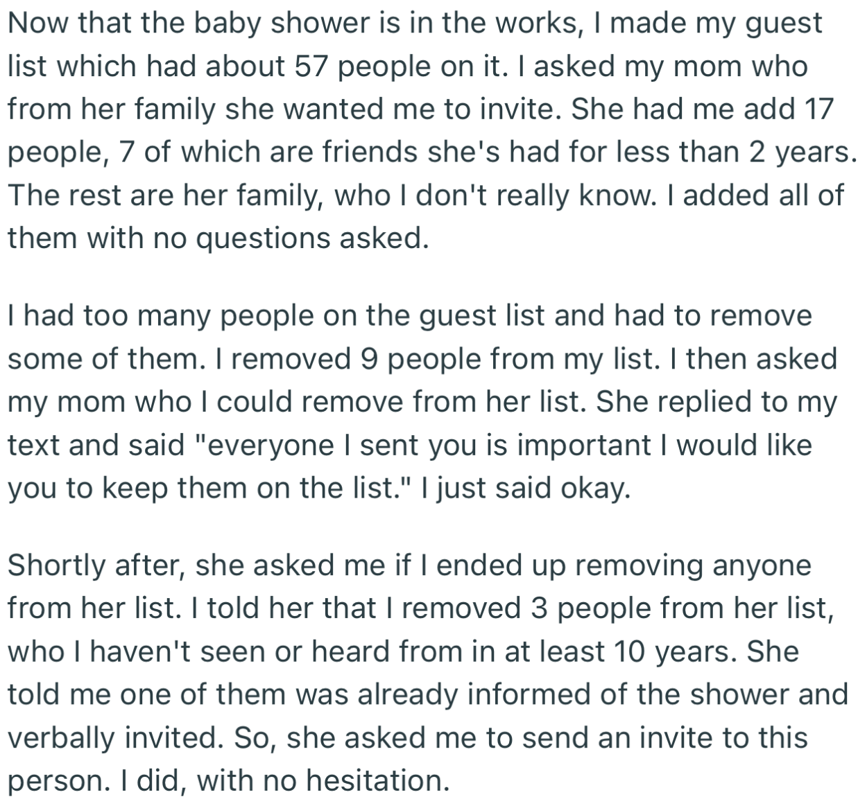 Now, OP’s Baby Shower Is in the Works, and She and Her Mom Have Been Locked in a Dispute Over the Guest List