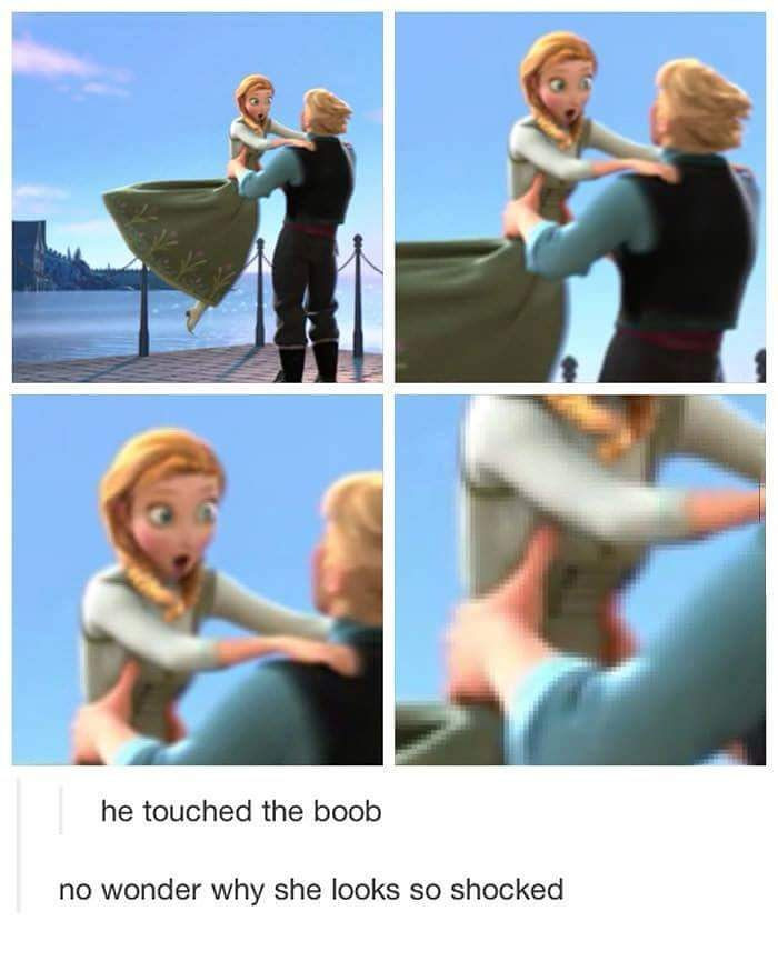 1. Someone is trying to cop a feel, huh?