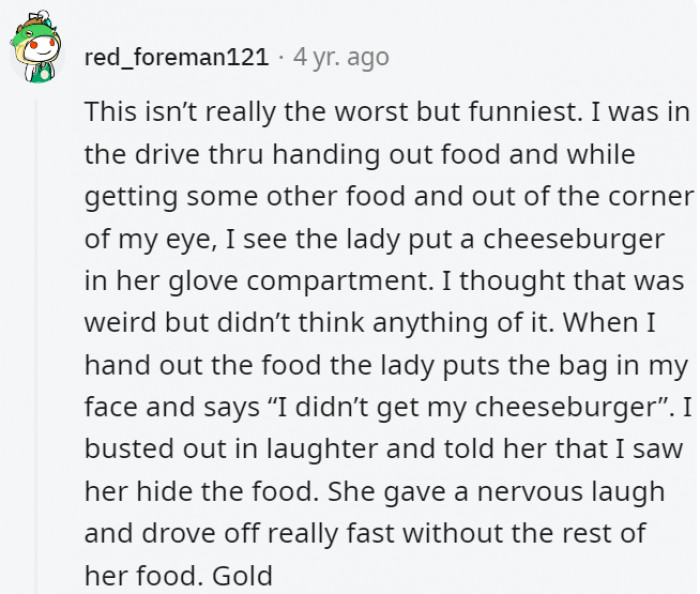 14. This lady was just caught red-handed, and it's delightful