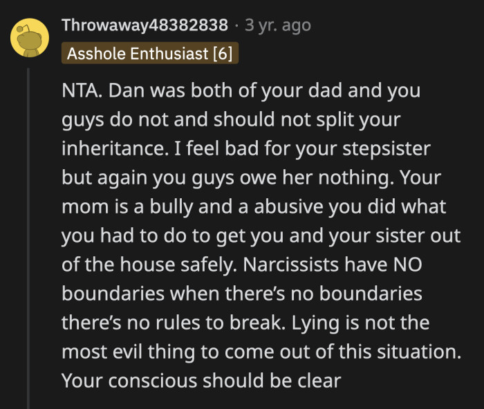 Their mom would have done worse to convince OP to split her sister's inheritance