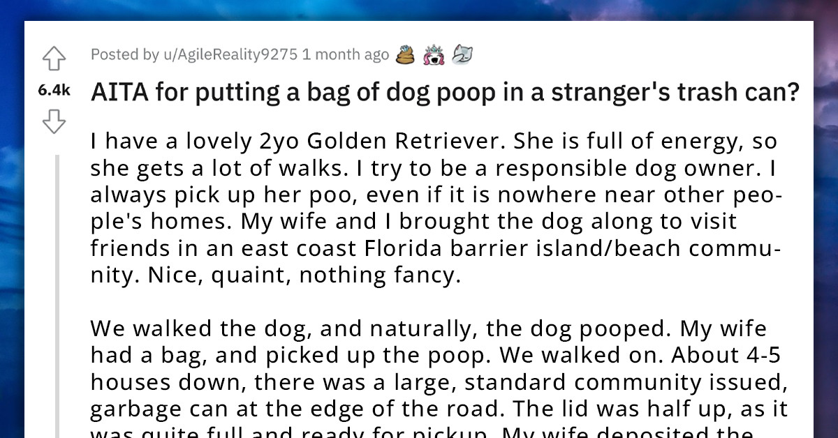 Redditors Hate This Guy For Putting A Bag Of Dog Poop In A Stranger's Trash Can