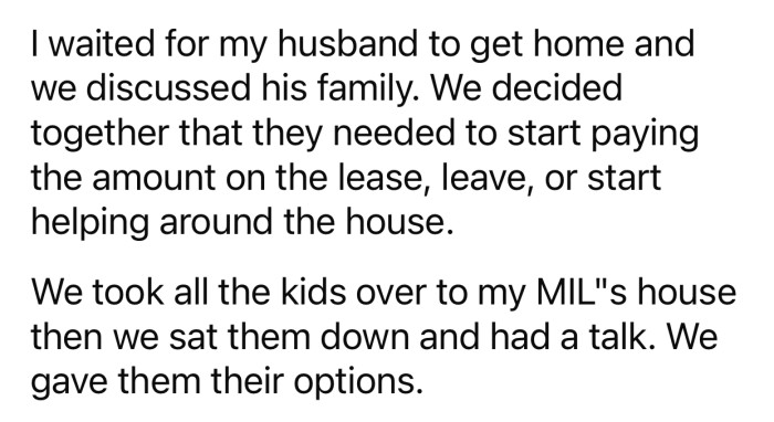 OP decided to give her in-laws three options to choose from.