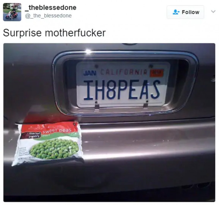 8. This person clearly wants the car owner to give peas a chance
