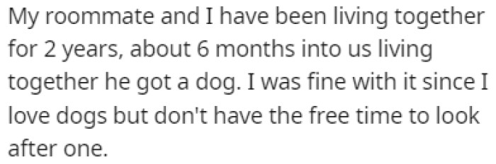 OP and their roommate have been living together for the past two years