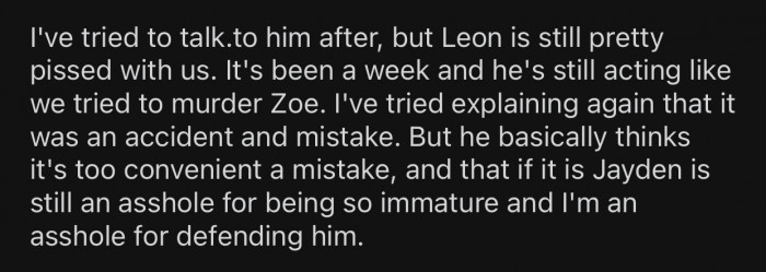 OP got called an a-hole for defending Jayden and his prank.