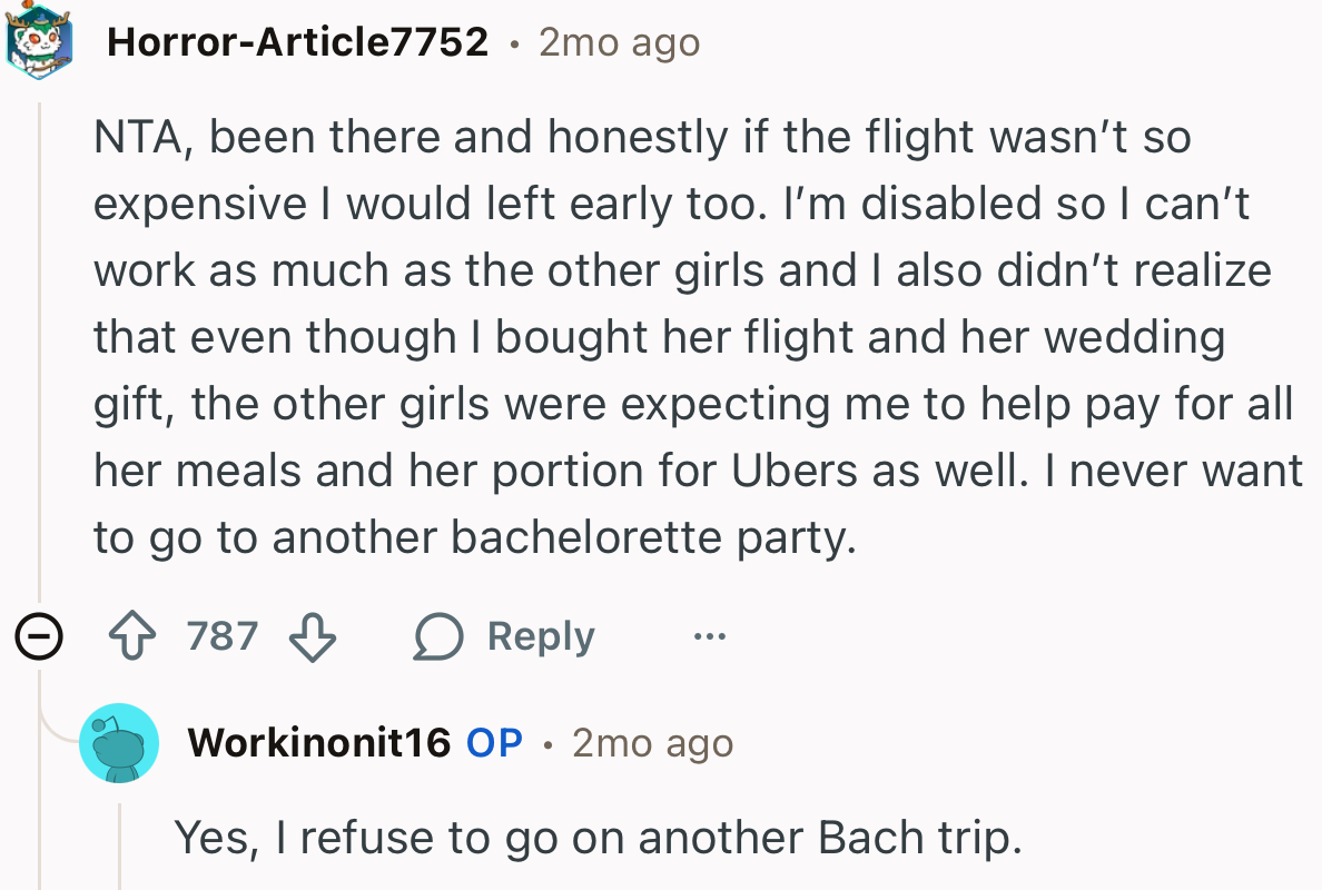 “NTA, Been There and Honestly If the Flight Wasn’t So Expensive I Would Have Left Early Too.”