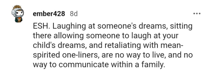 Why would you allow someone to laugh at your child's dreams?