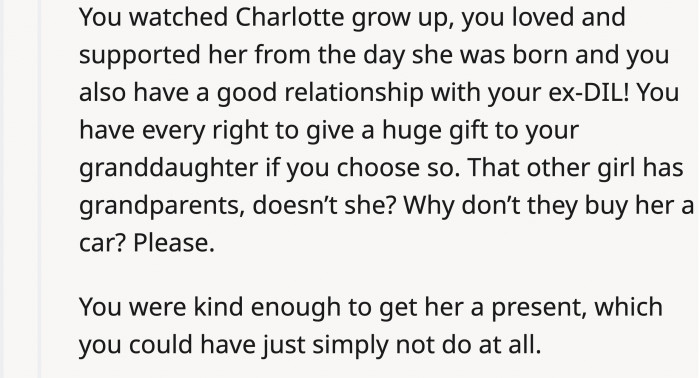 OP was nice enough to give whatever she could as a gift to Kate.