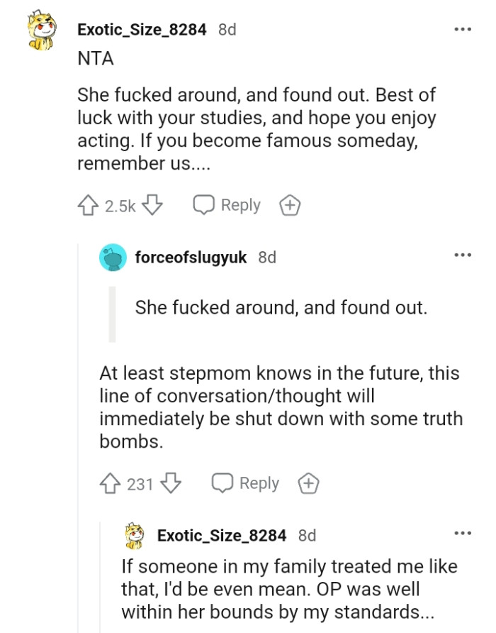 This Redditor hopes the OP enjoys acting