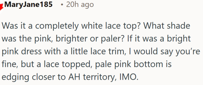 Details matter more than OP thinks when choosing what to wear to a wedding