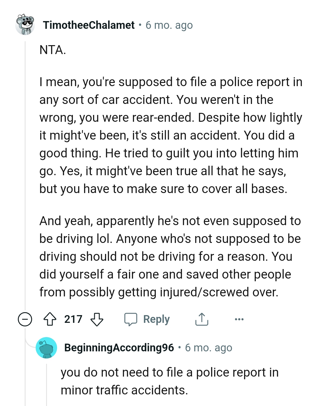 The OP did herself a fair one