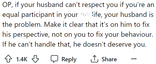 Redditor agreed that the OP's husband's perspective is wrong