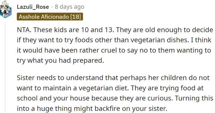 Maybe the kids don't want to be vegetarians.