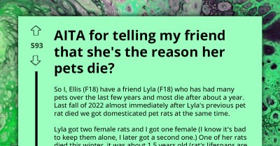 AITA For Confronting My Friend About Her Pets’ Deaths