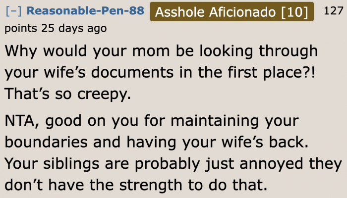A Redditor finds the mom's behavior creepy.