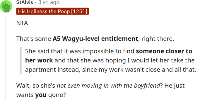 The jealous boyfriend just wants the OP gone