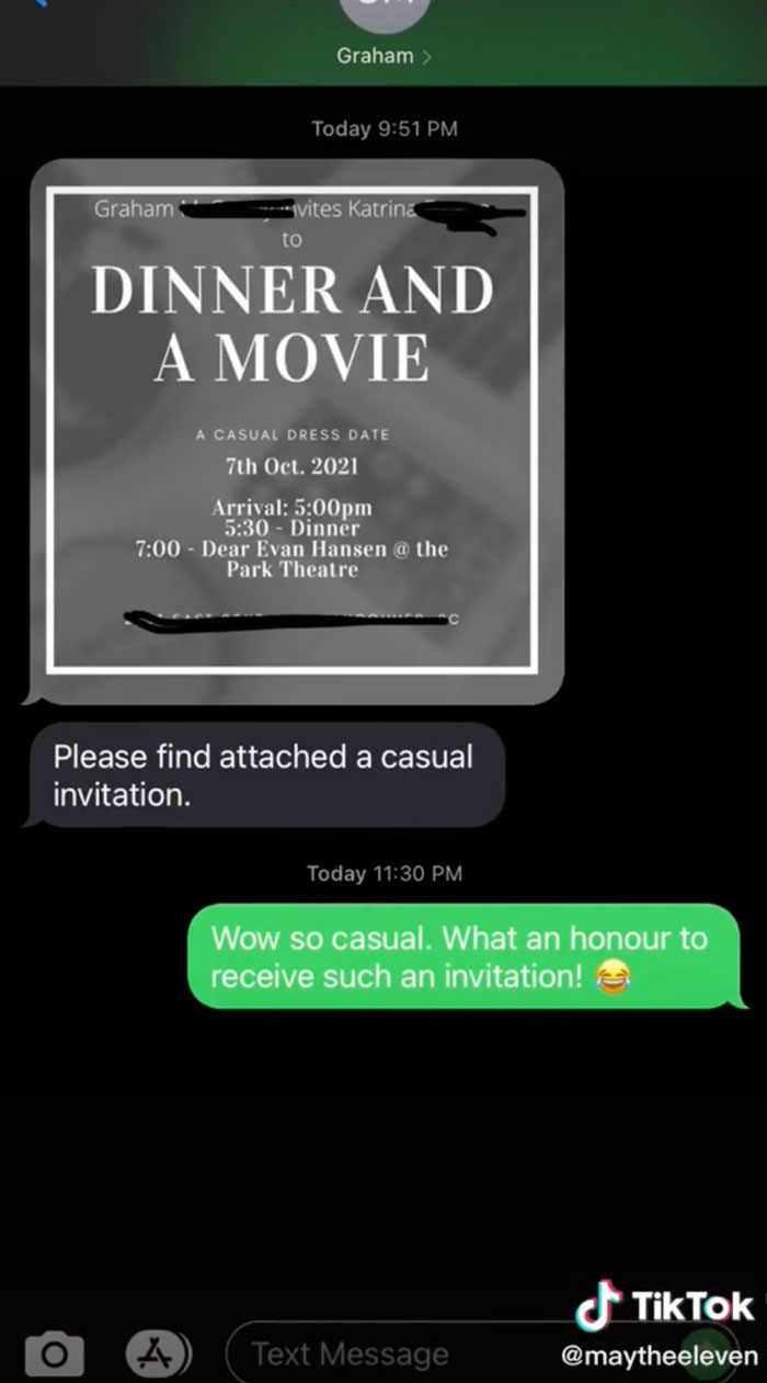 Then he really went over the top by sending her an invitation for their date. It may seem a little excessive, but honestly, we know she enjoyed every second of it.