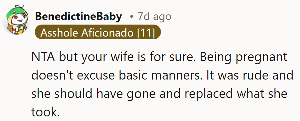 Pregnancy cravings don't come with a 'free meal' card! Basic manners apply, baby bump or not.