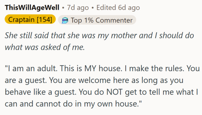 OP's house, OP's rules...