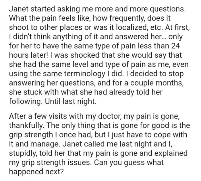 At first, the OP didn’t think anything of it and answered her