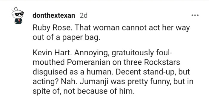 28. Another Redditor mentioning Ruby Rose