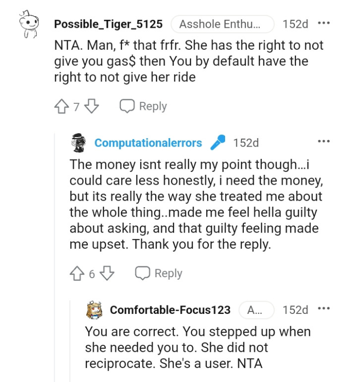 The OP has a right not to give her a ride