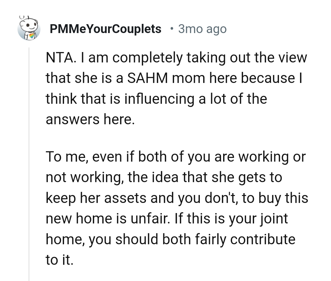 They should both contribute fairly to it