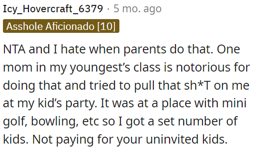 It's not polite when parents bring extra kids to parties without asking.