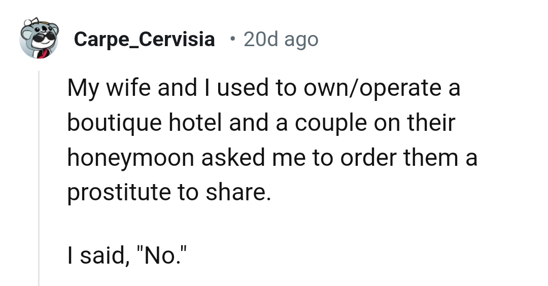 12. A couple on their honeymoon makes a demand