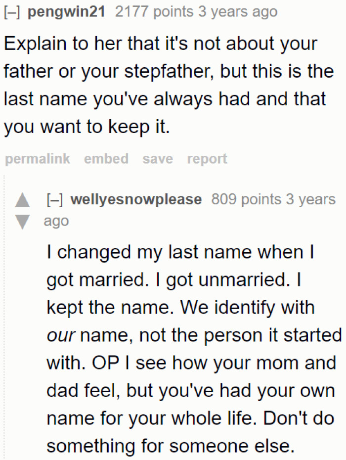 The OP can stand her ground by explaining that it's not about her father.