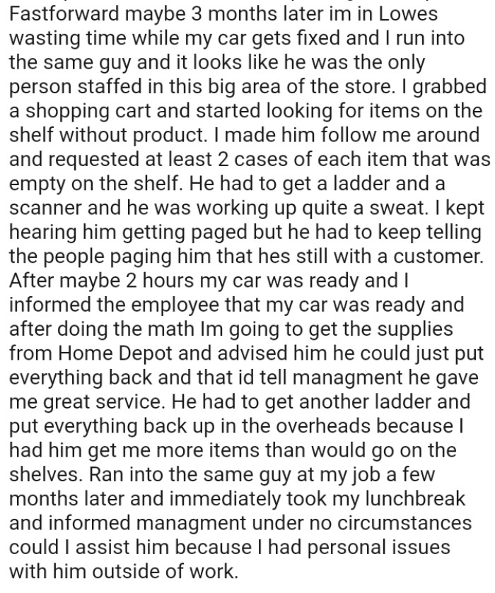 He had to get a ladder and a scanner, and he was working up quite a sweat