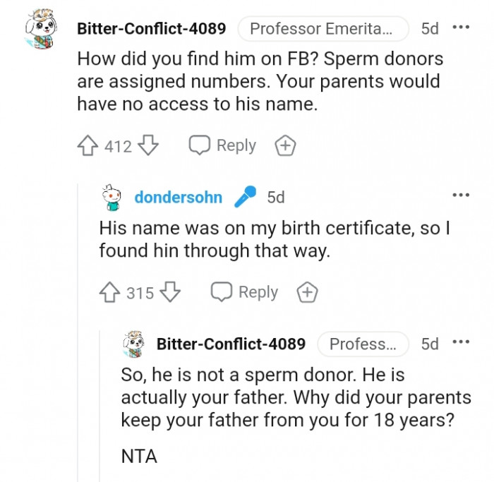 Your parents would have no access to his name