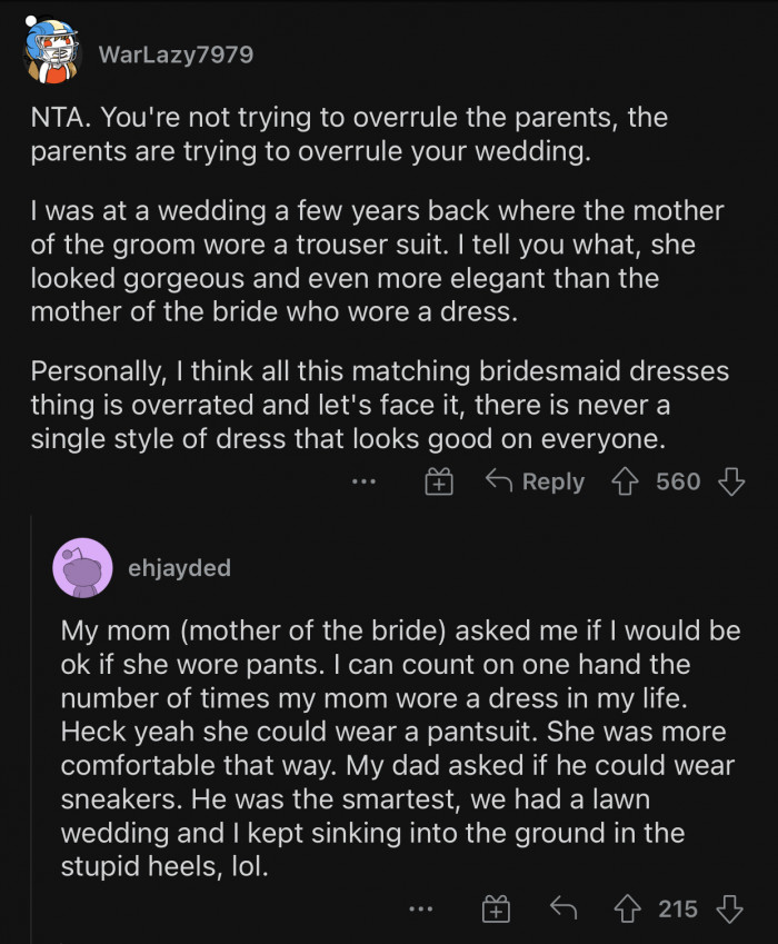 The parents should have no say in this. It's OP's wedding, after all.